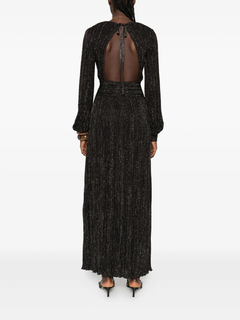 Antonino Valenti pleated V-neck maxi dress Zwart