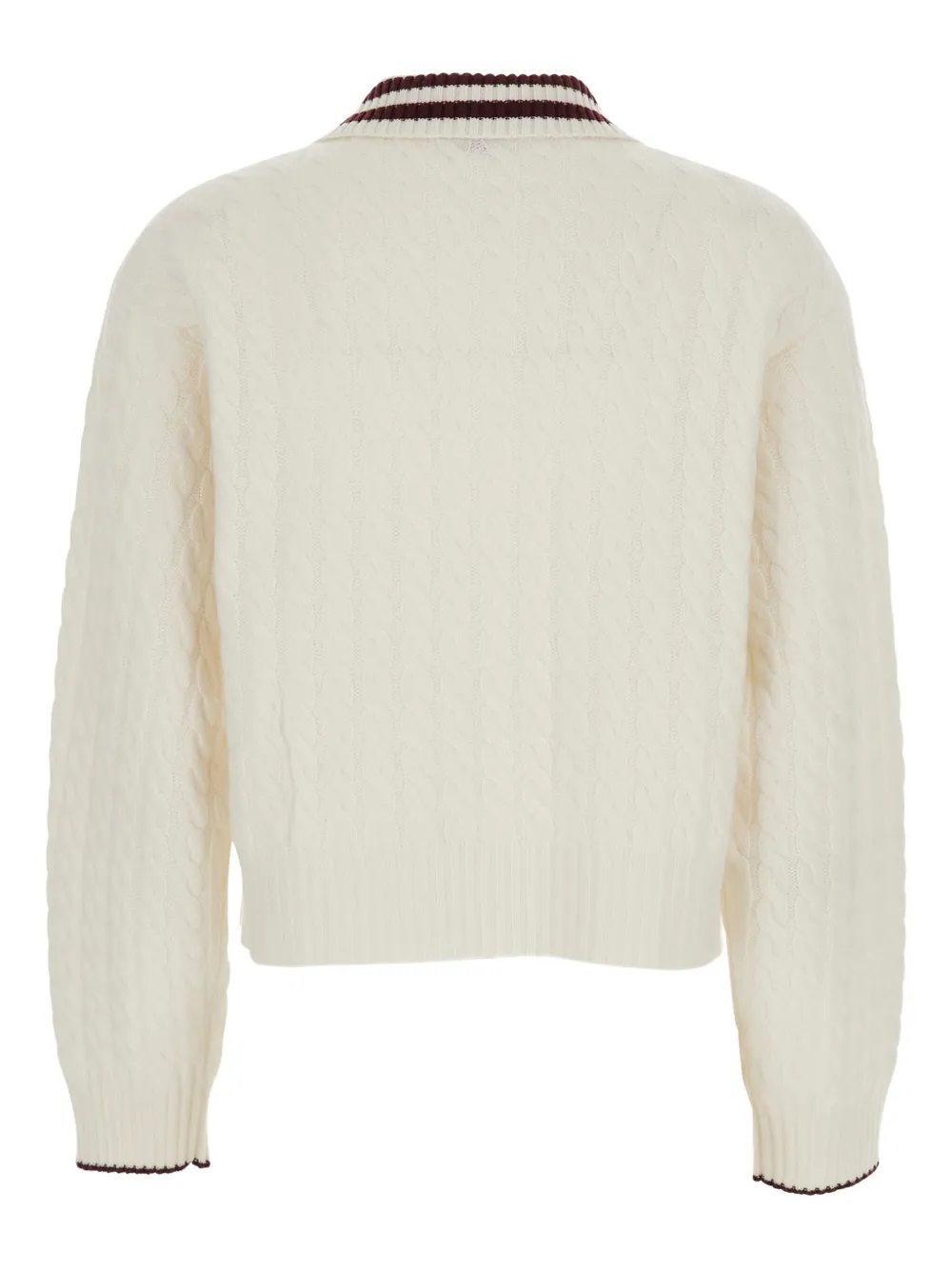 Brunello Cucinelli cable-knit polo-neck sweater Wit