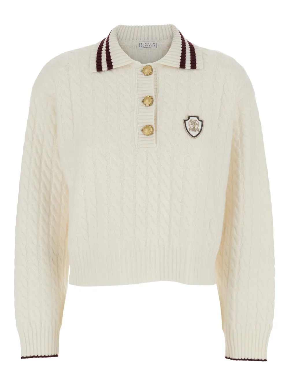 Brunello Cucinelli Cable-knit Polo-neck Sweater In White