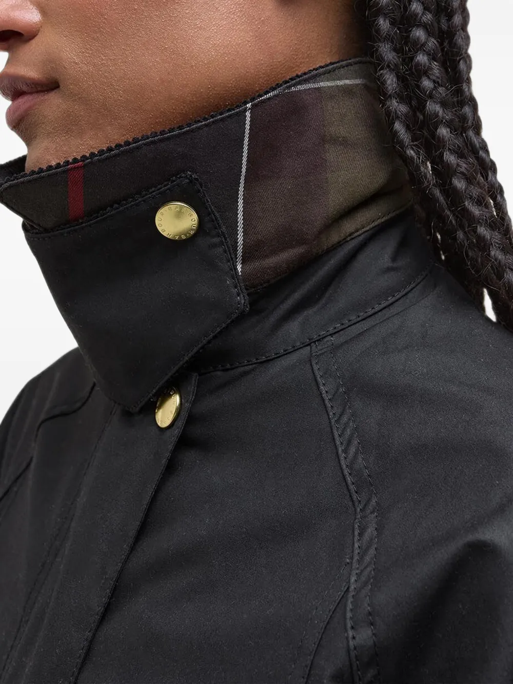 Barbour Beadnell jas met ribfluwelen kraag Zwart