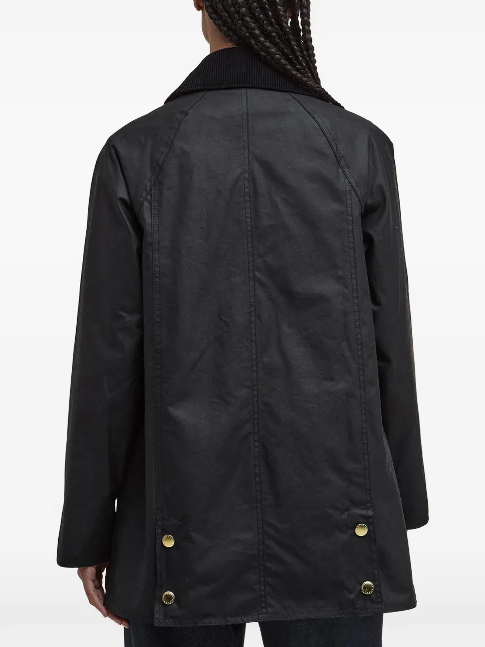 Barbour Beadnell jas met ribfluwelen kraag Zwart