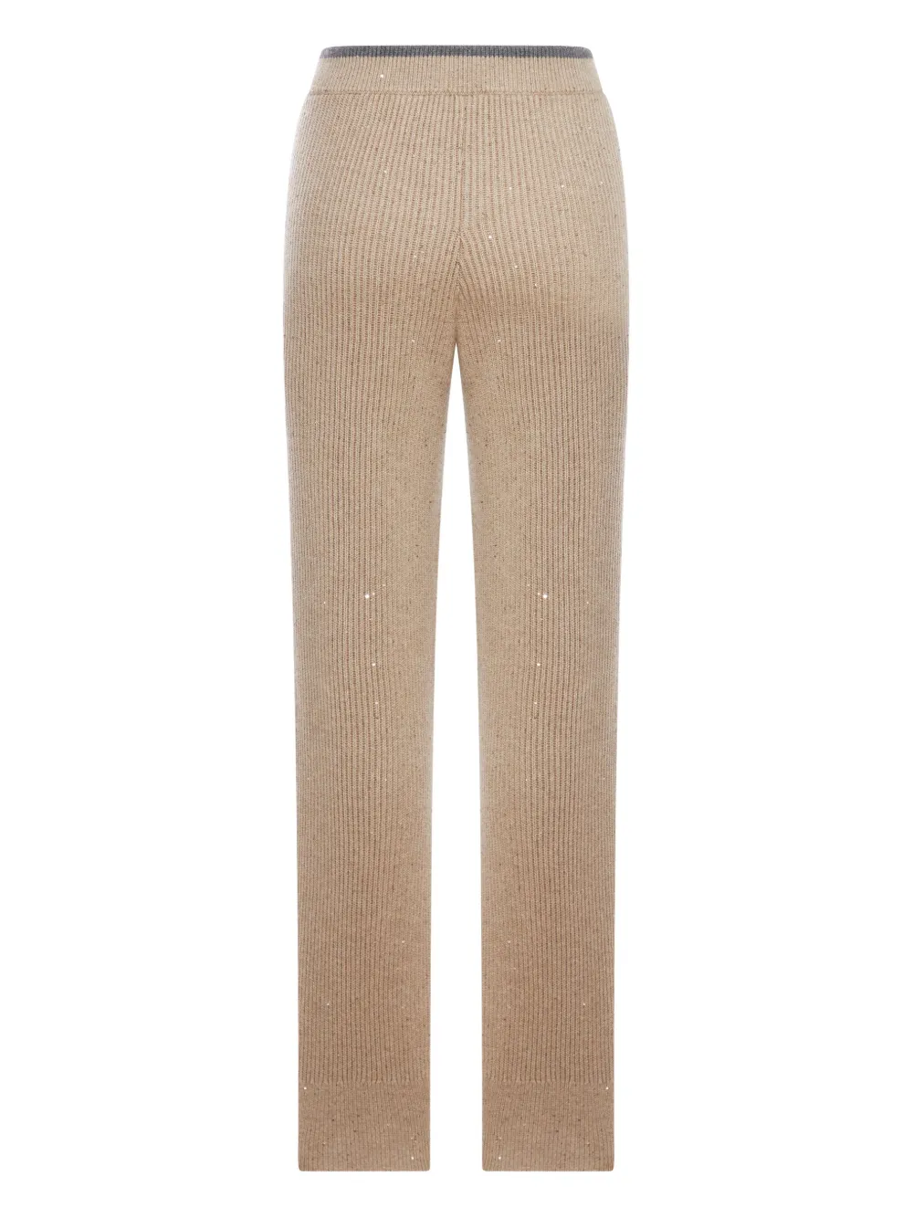 Brunello Cucinelli ribbed-knit embellished trousers Beige