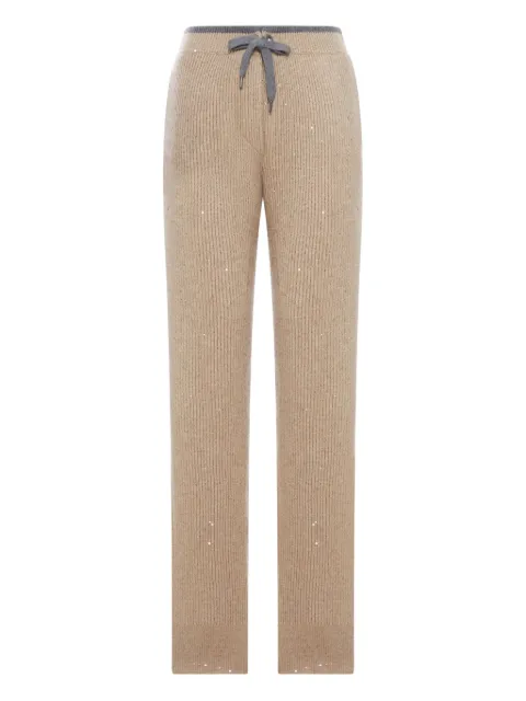Brunello Cucinelli ribbed-knit embellished trousers