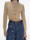 Self-Portrait jewel-embellished alpaca cardigan - Brown