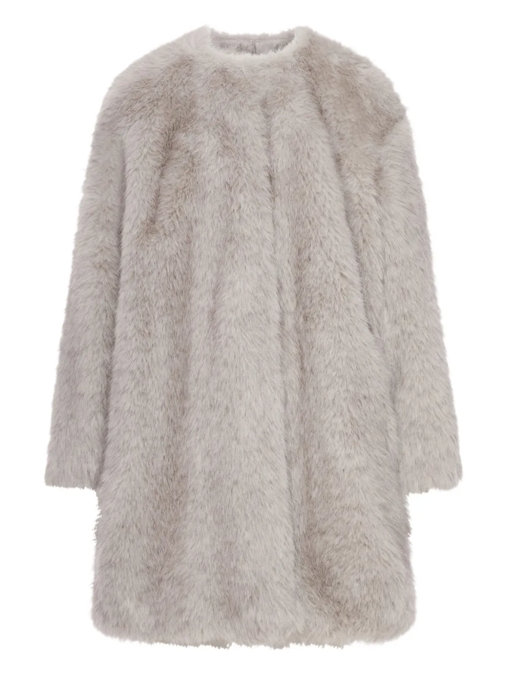 Max Mara fur round-neck coat Grijs
