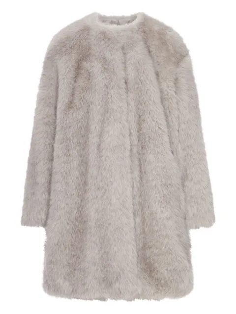 Max Mara manteau en fourrure à col rond