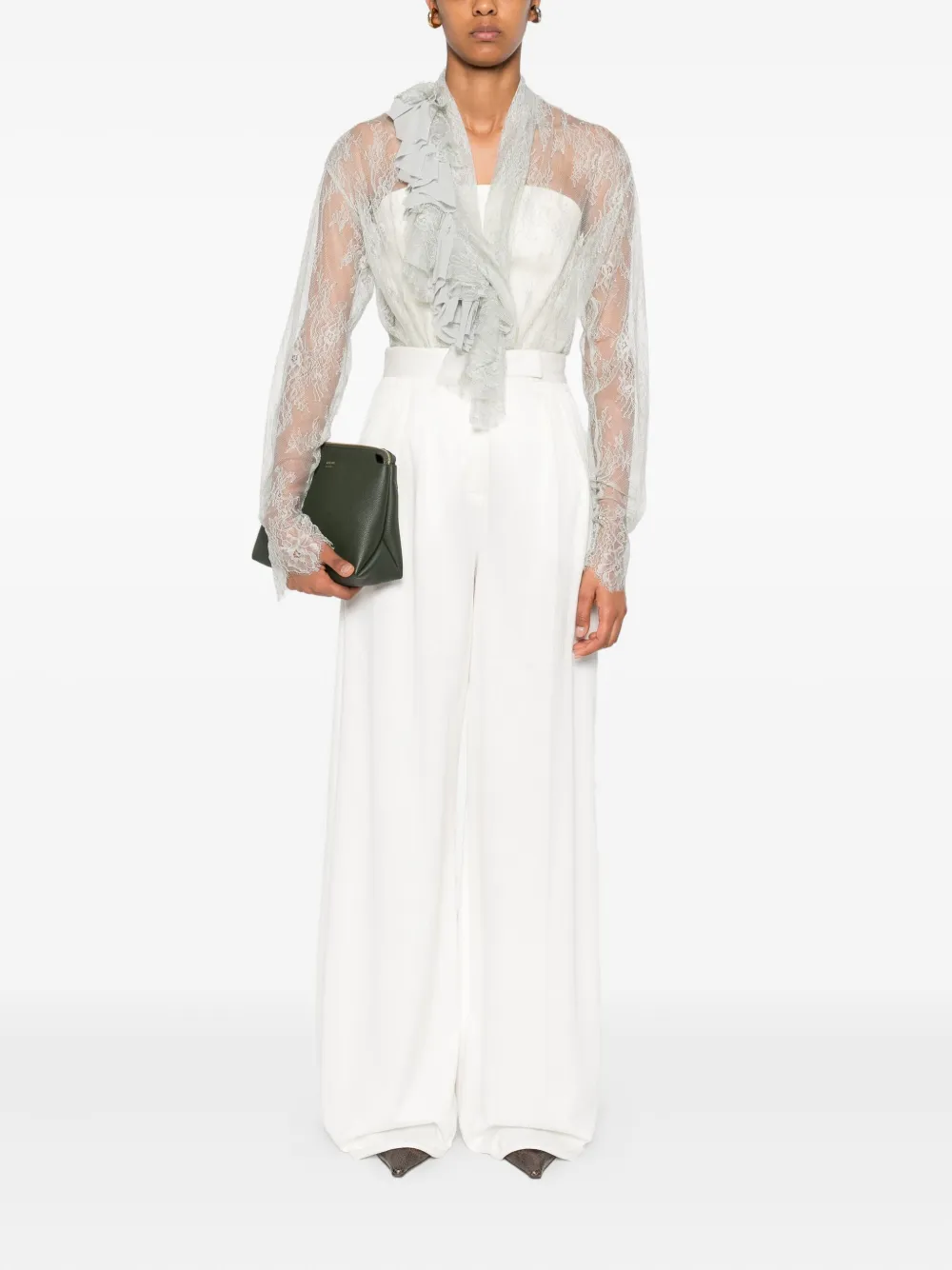 Alberta Ferretti Top met ruches en kant - Groen
