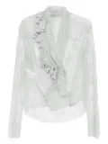 Alberta Ferretti lace ruffled top - Neutrals