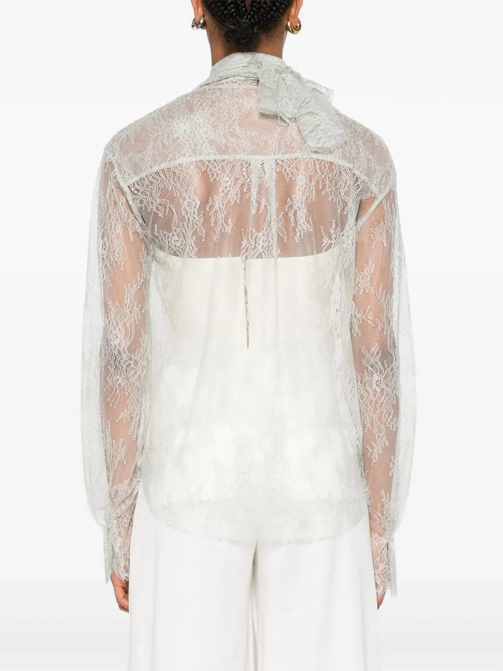 Alberta Ferretti Top met ruches en kant Beige