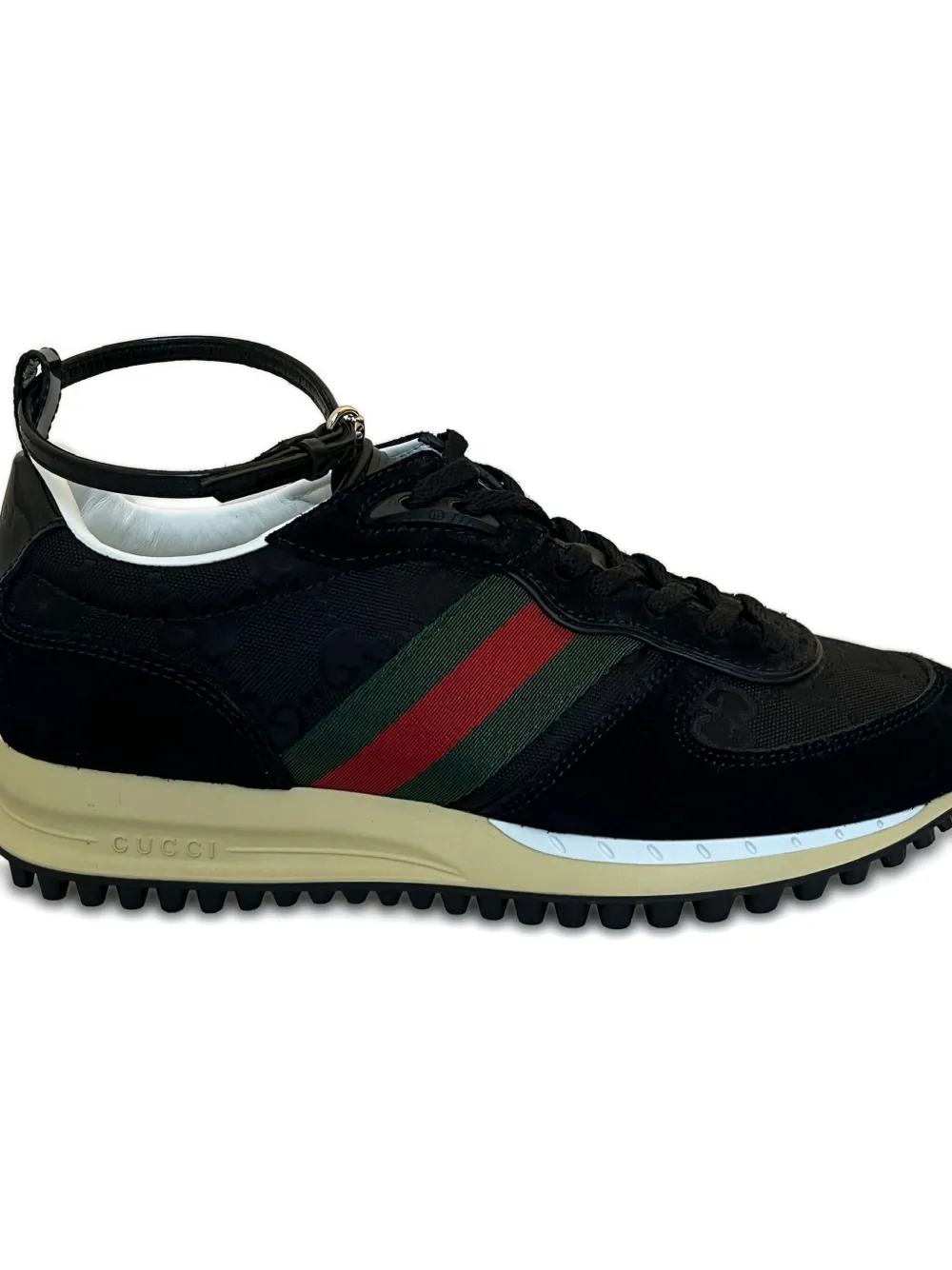 Gucci ankle-strap monogram sneakers Black