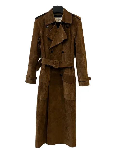 Saint Laurent double-breasted suede long trench-coat