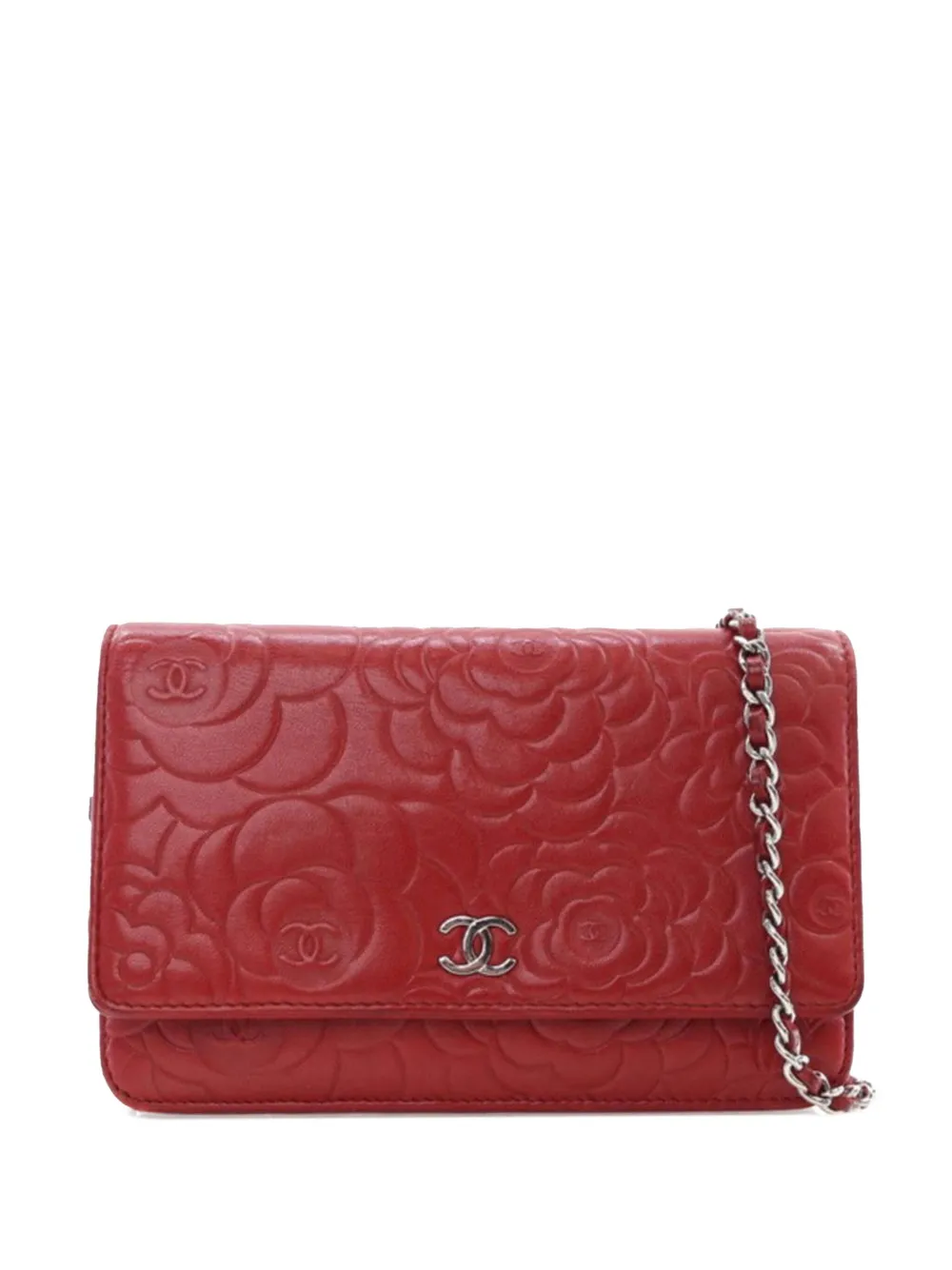 2014-2015 Embossed Lambskin Camellia Wallet On Chain crossbody bag