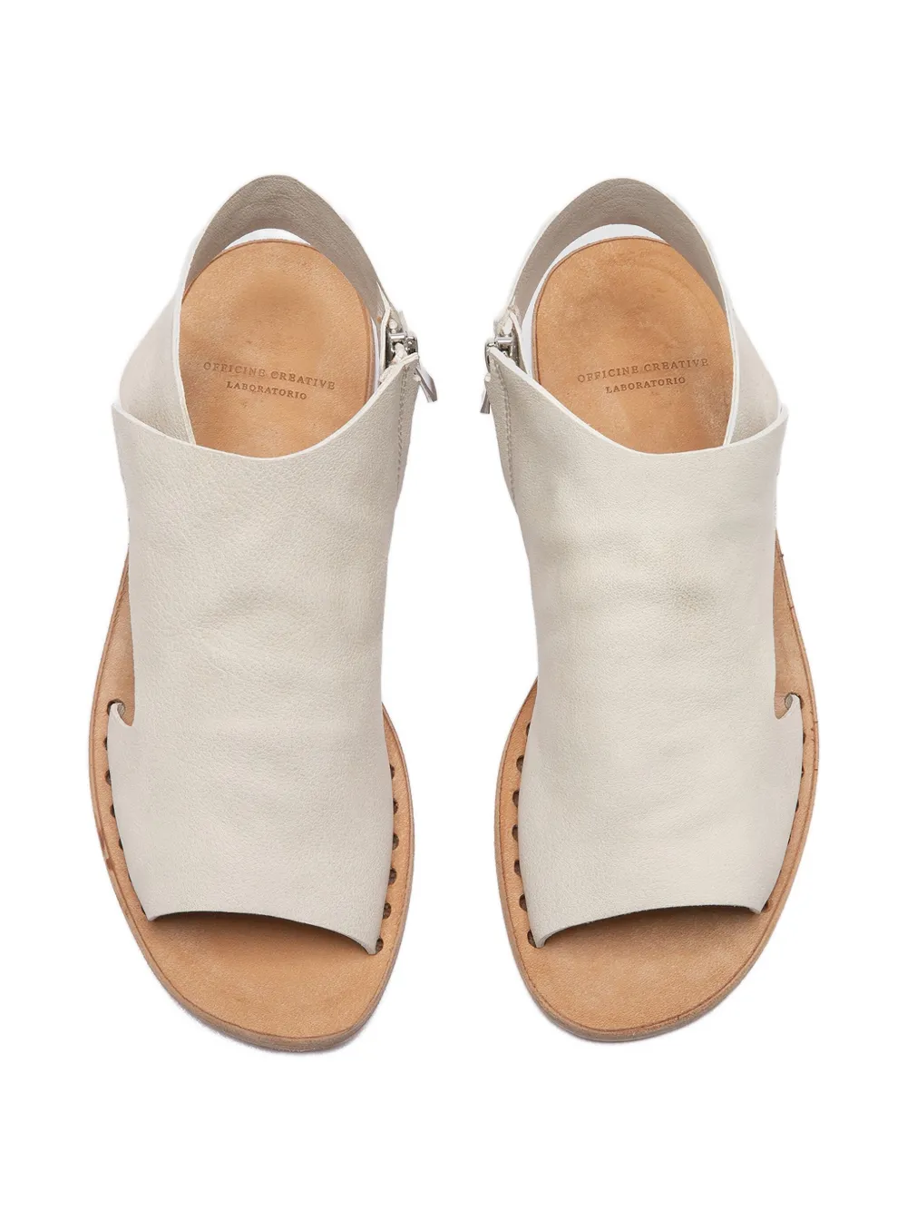 Officine Creative Itaca 033 Leather Zip Sandals In White