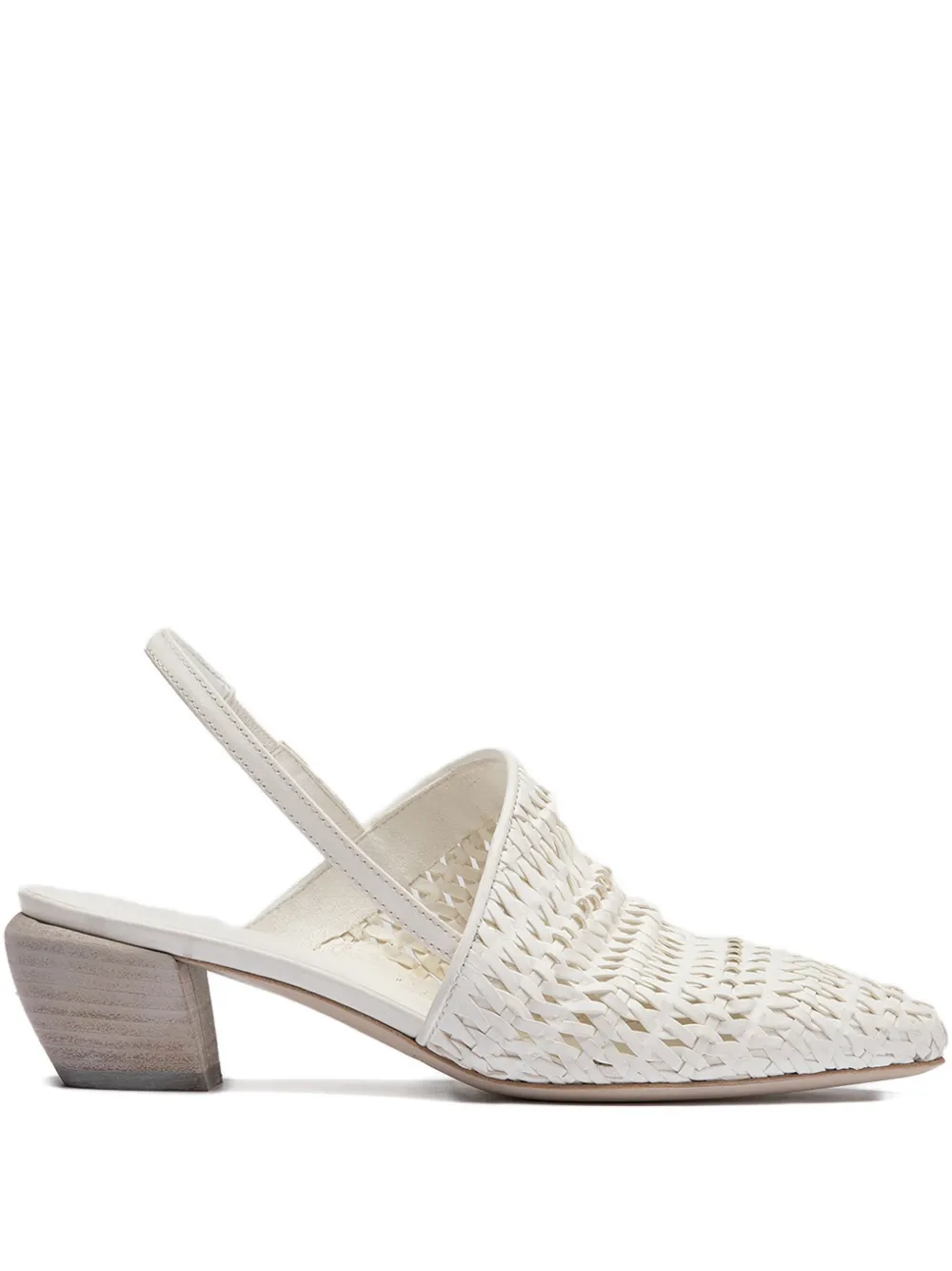 Officine Creative 50mm Sally 032 woven slingback mules White