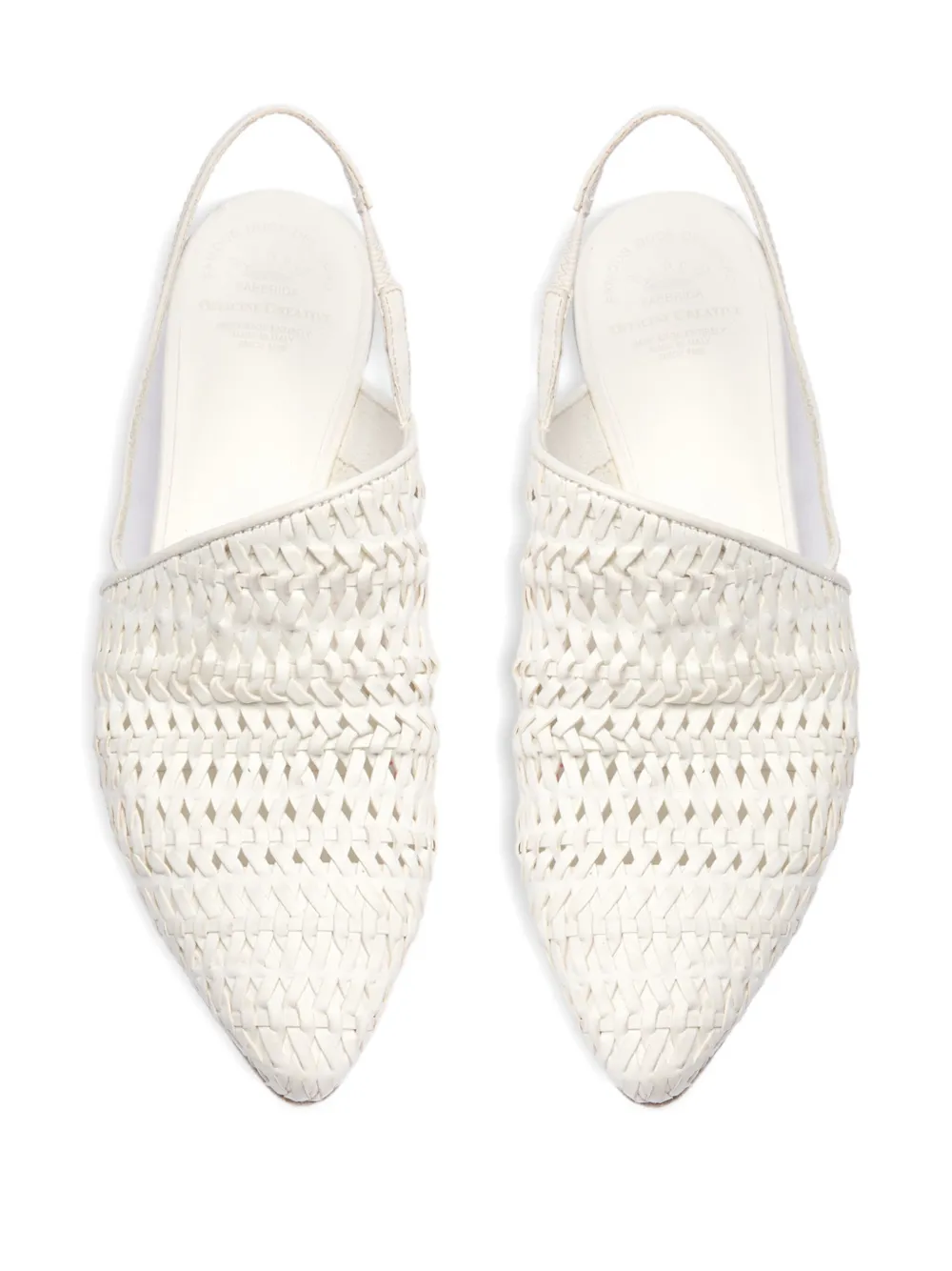 Officine Creative 50 mm Sally 032 geweven slingback muiltjes Wit