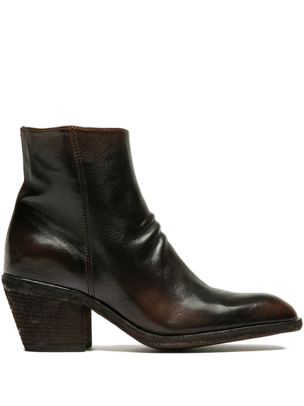 Officine Creative Sydne 008 zip leather boots Brown