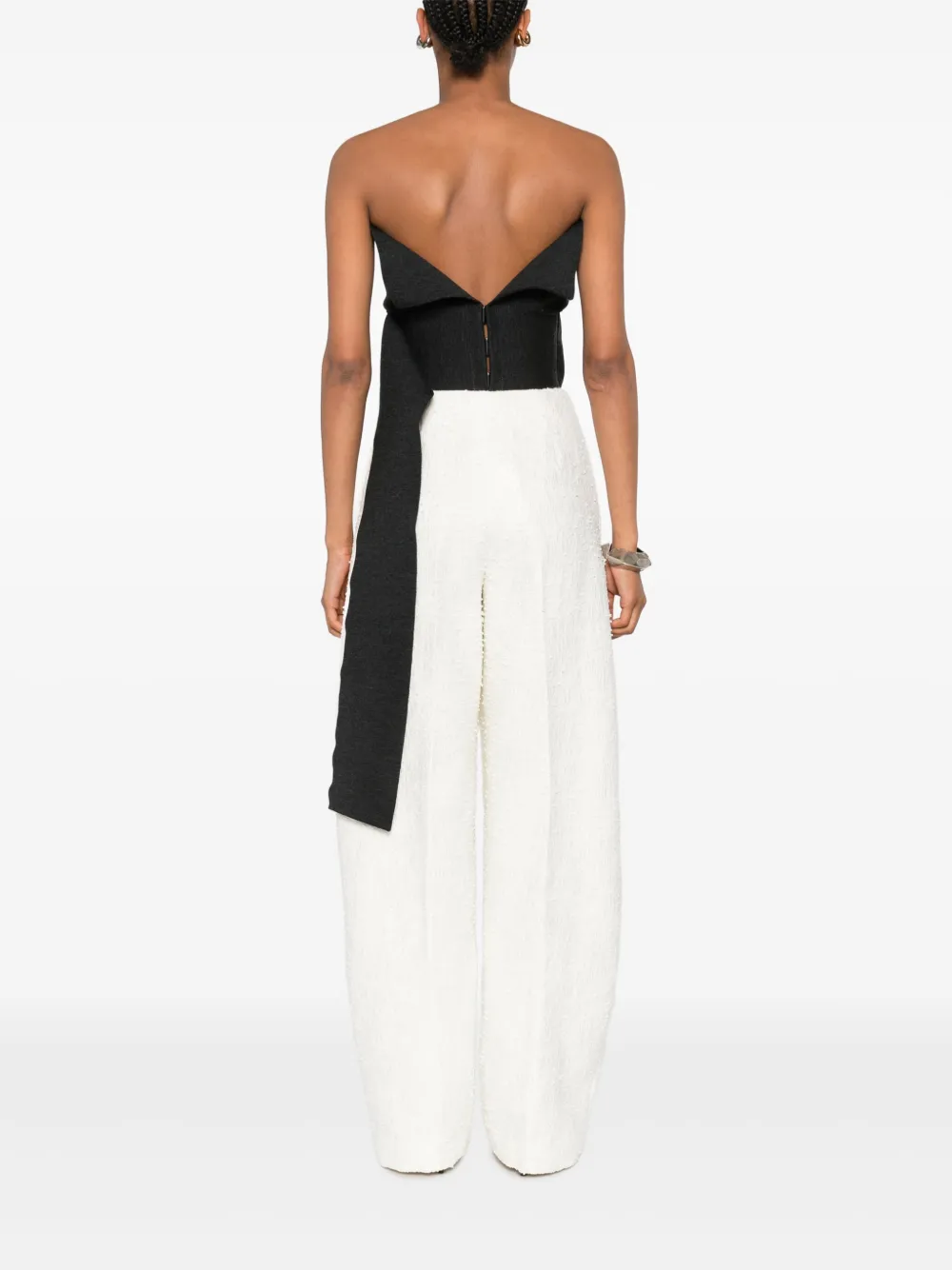Alberta Ferretti Embellished Wool Top In Black