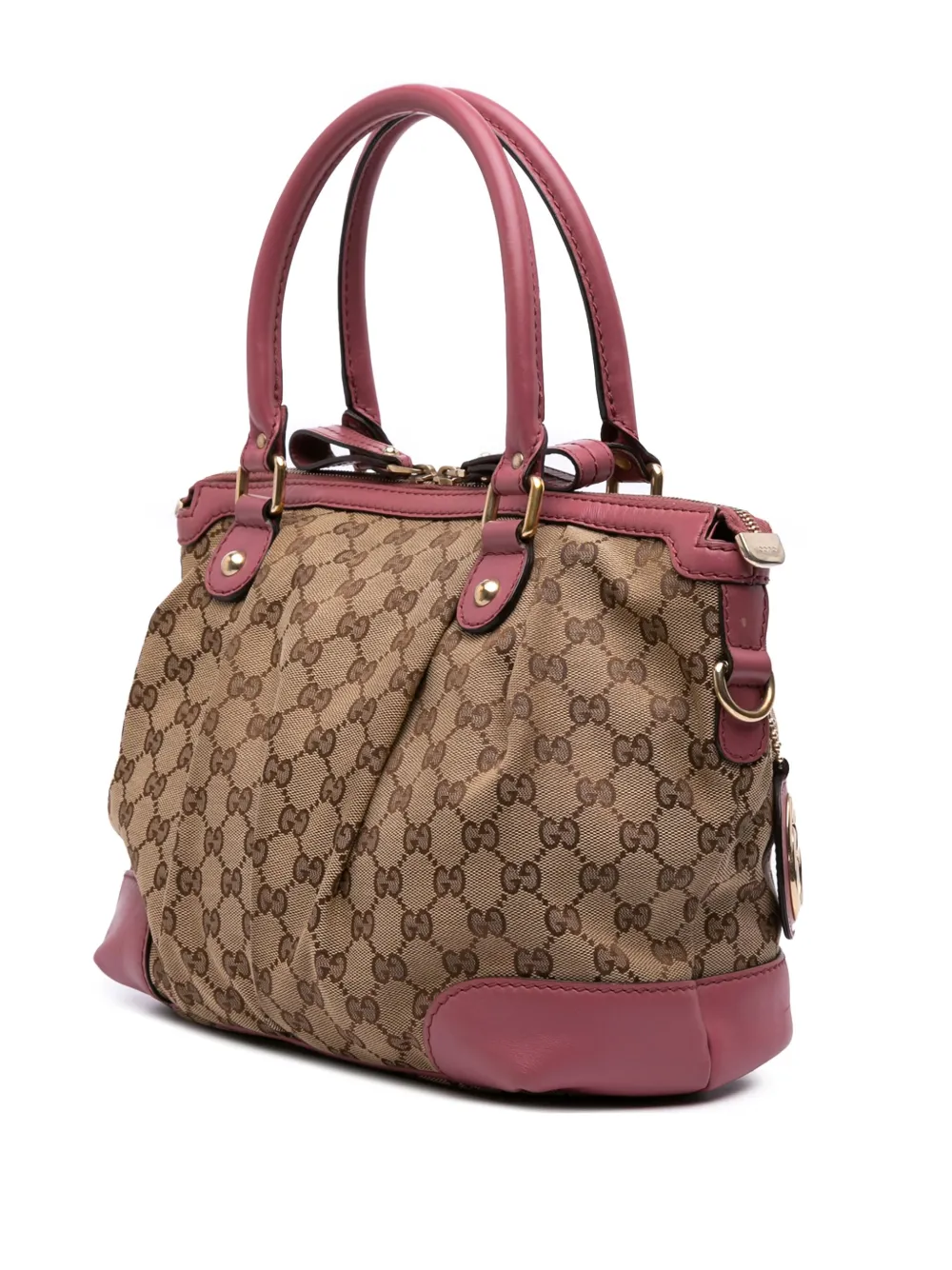 Pre-owned Gucci 2016-2025 Gg Canvas Sukey Satchel In Pink