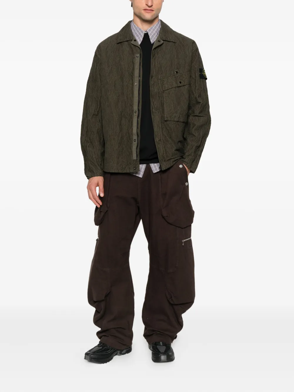 Stone Island ribbed corduroy shirt jacket Groen