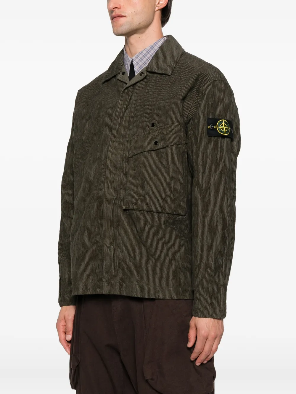 Stone Island ribbed corduroy shirt jacket Groen