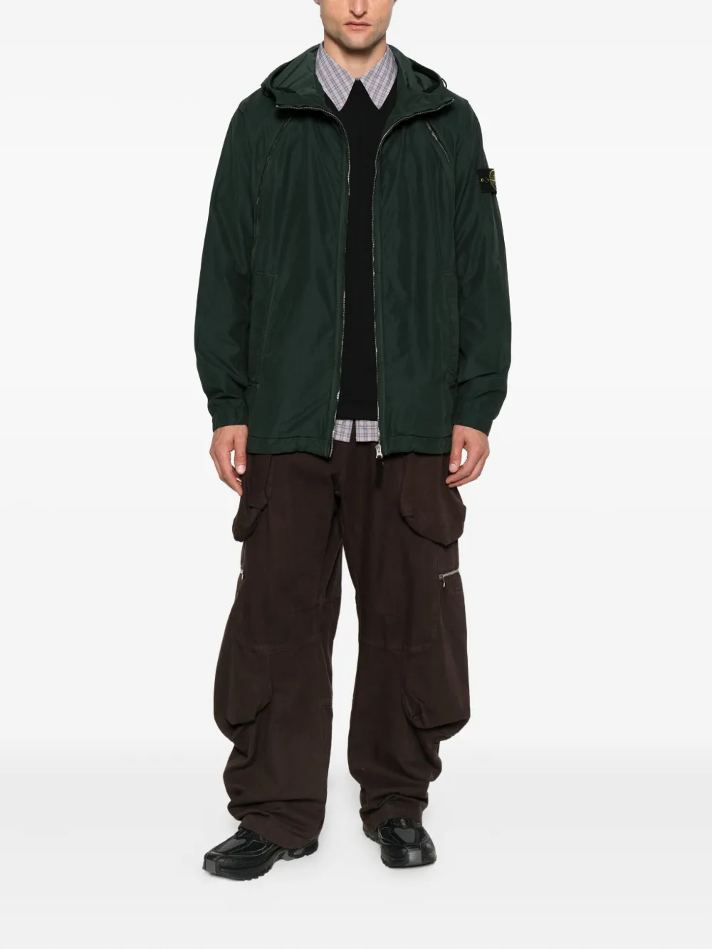 Stone Island zip-fastening hooded jacket Groen