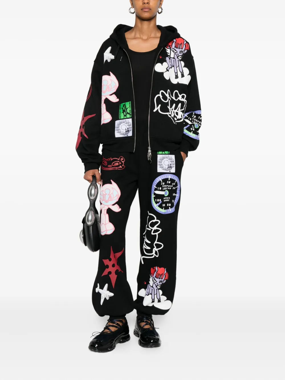 Chopova Lowena graphic-print track pants - Zwart