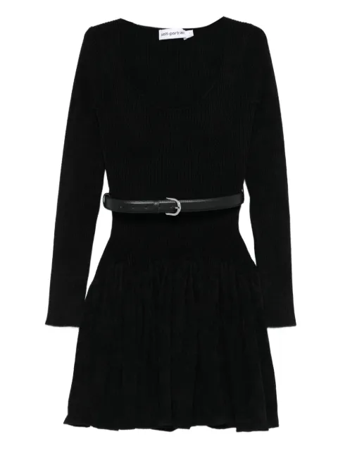 Self-Portrait ribbed belted dress