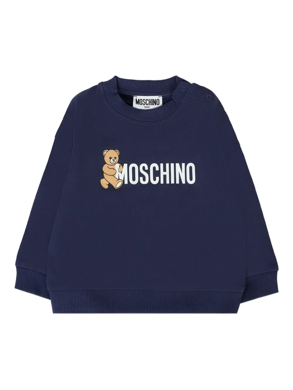 Moschino Kids teddy bear-logo crew-neck sweatshirt Blauw