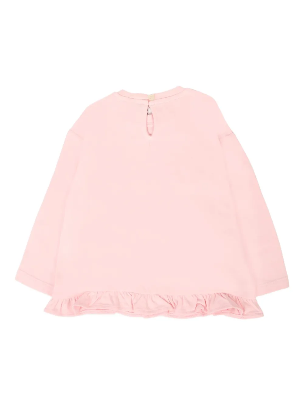 Moschino Kids teddy bear-print ruffled T-shirt Roze