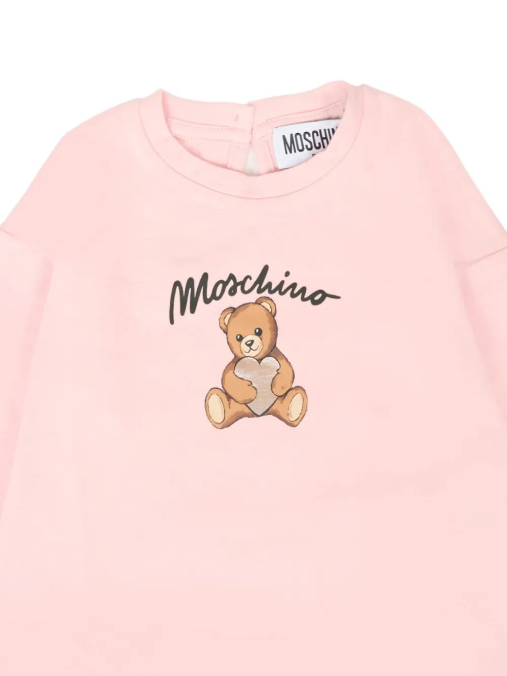 Moschino Kids teddy bear-print ruffled T-shirt Roze
