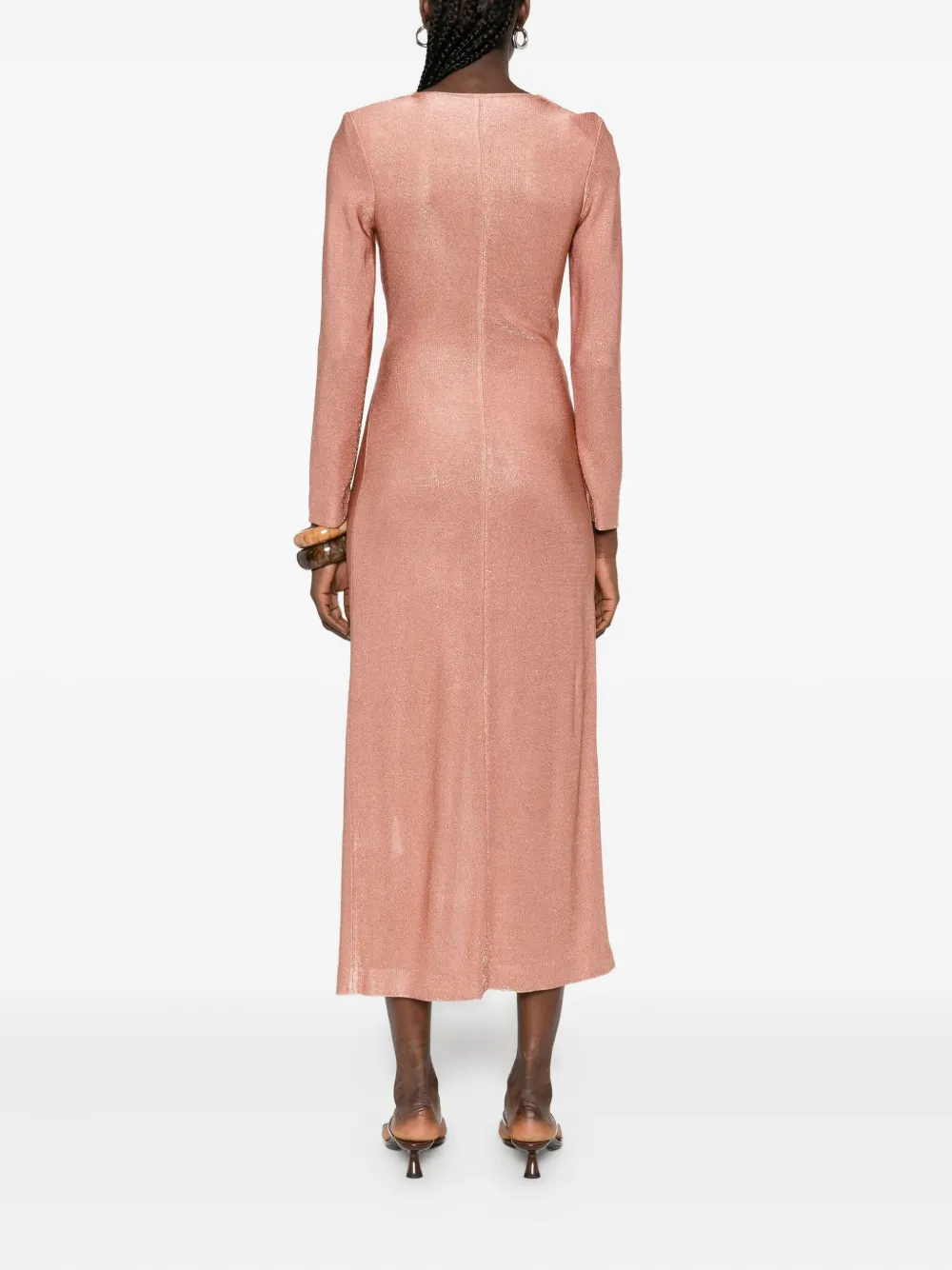 Antonino Valenti twist-front glitter midi dress Roze