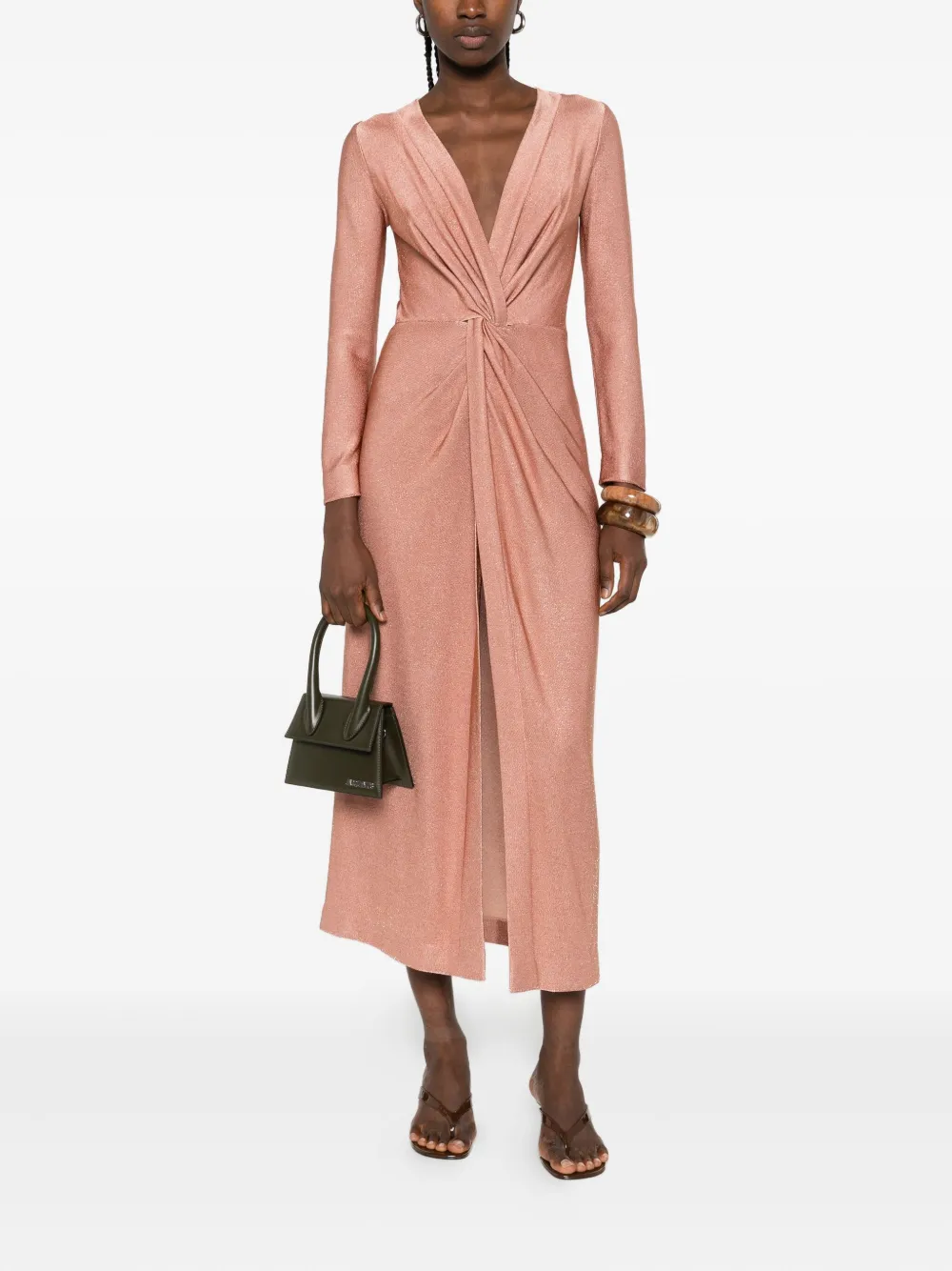 Antonino Valenti twist-front glitter midi dress Roze