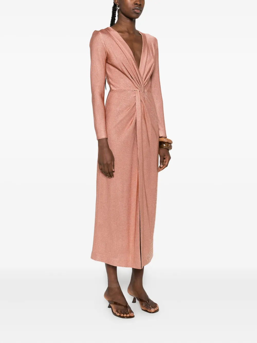 Antonino Valenti twist-front glitter midi dress Roze