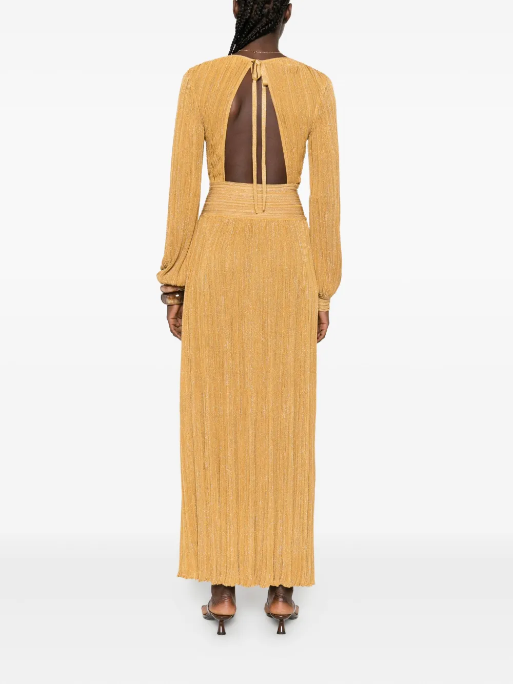Antonino Valenti pleated V-neck maxi dress Geel