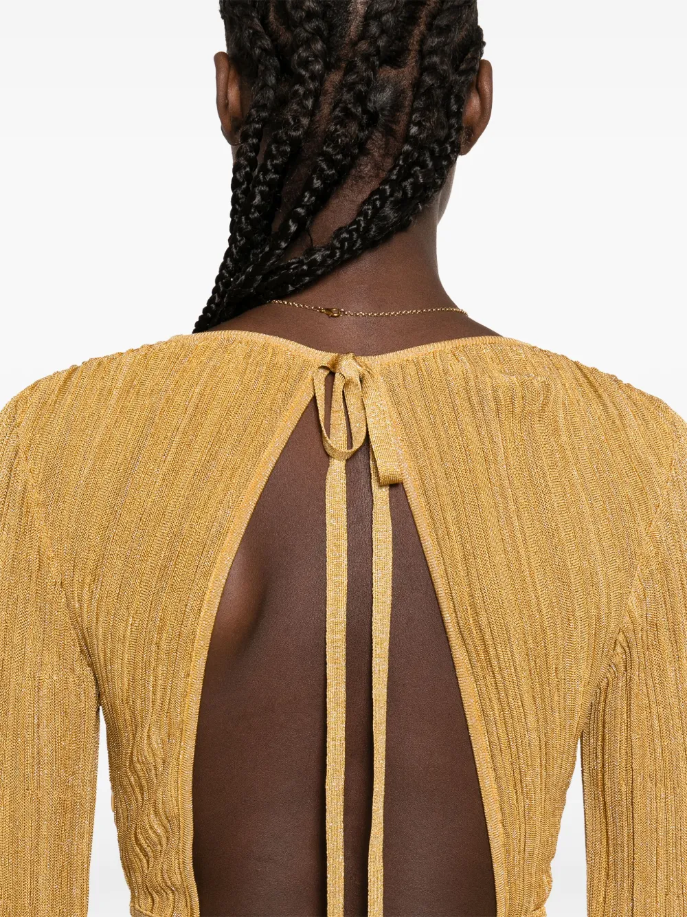 Antonino Valenti pleated V-neck maxi dress Geel