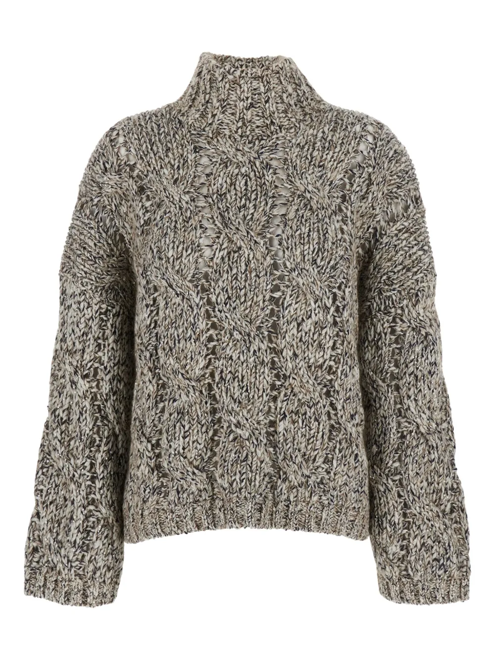 Brunello Cucinelli Cable-knit High-neck Sweater In Multi