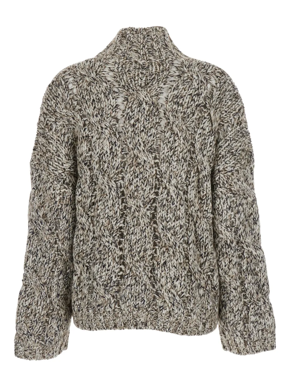 Brunello Cucinelli Cable-knit High-neck Sweater In Multi