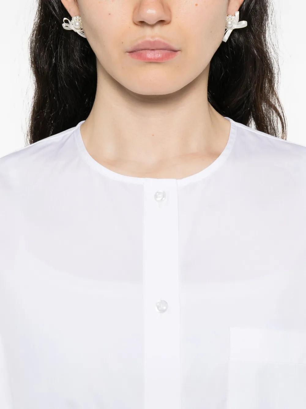 Simone Rocha Shirt met hoge opstaande kraag en zak Wit