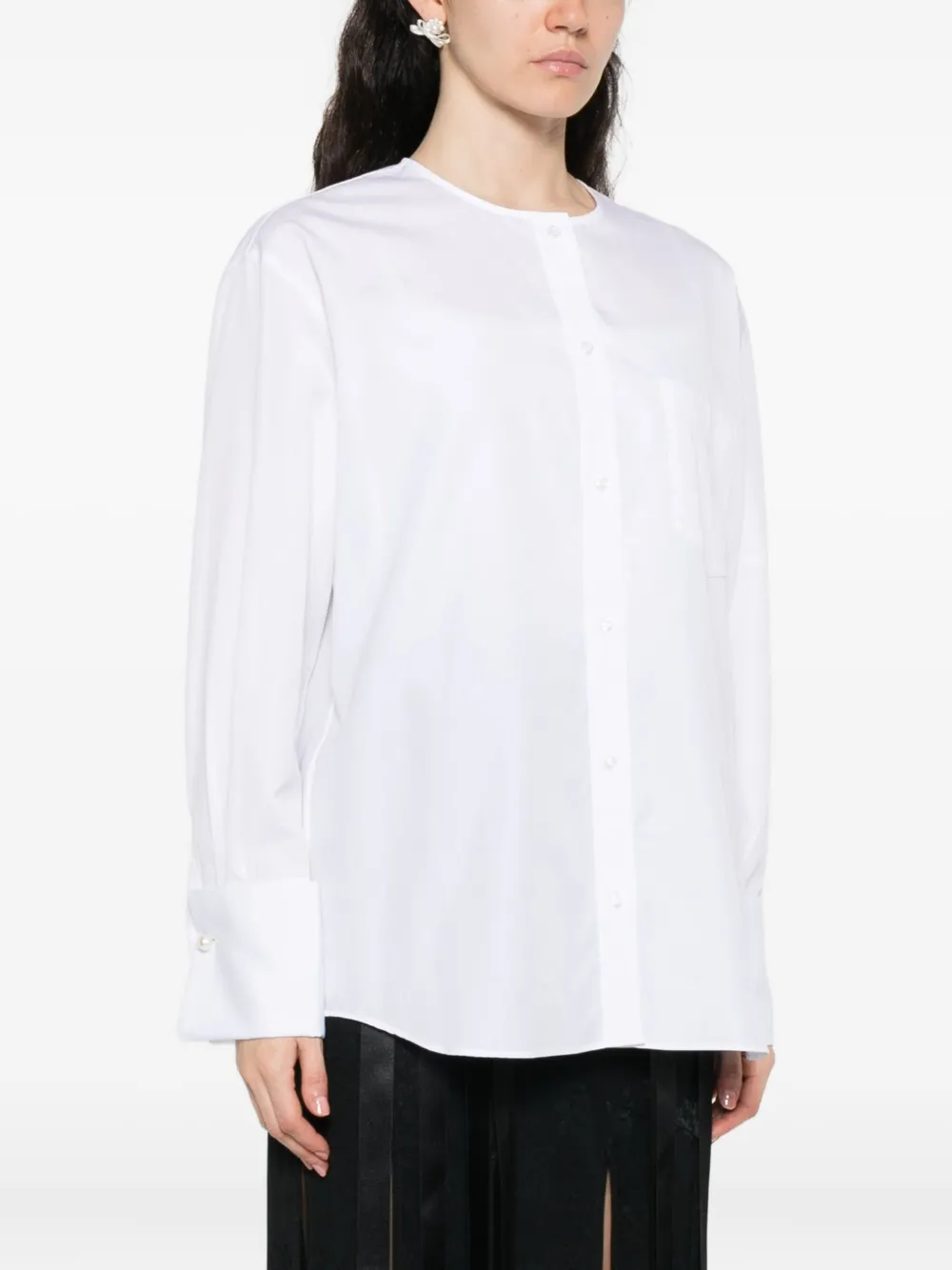 Simone Rocha Shirt met hoge opstaande kraag en zak Wit