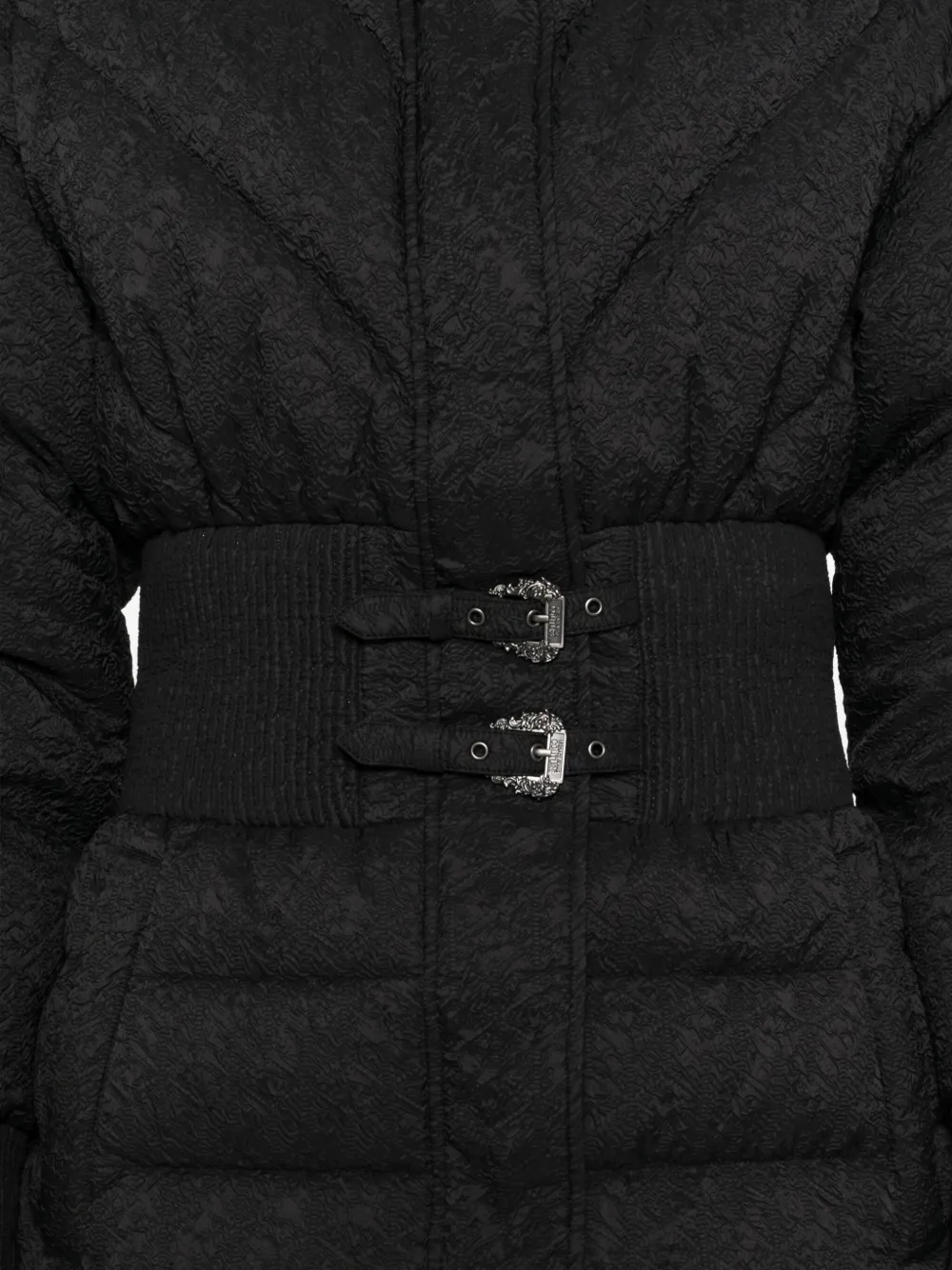 Versace Jeans Couture quilted belted jacket Zwart