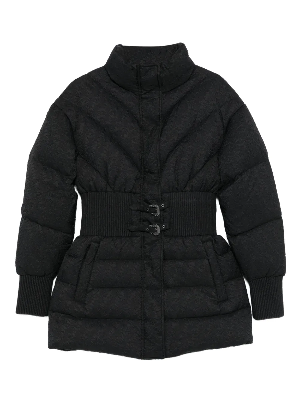 Versace Jeans Couture quilted belted jacket Zwart