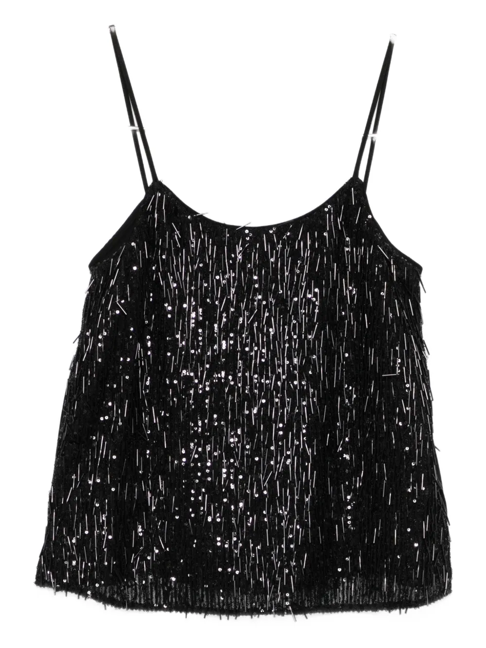 Twinset Sequin Fringe Top In Black