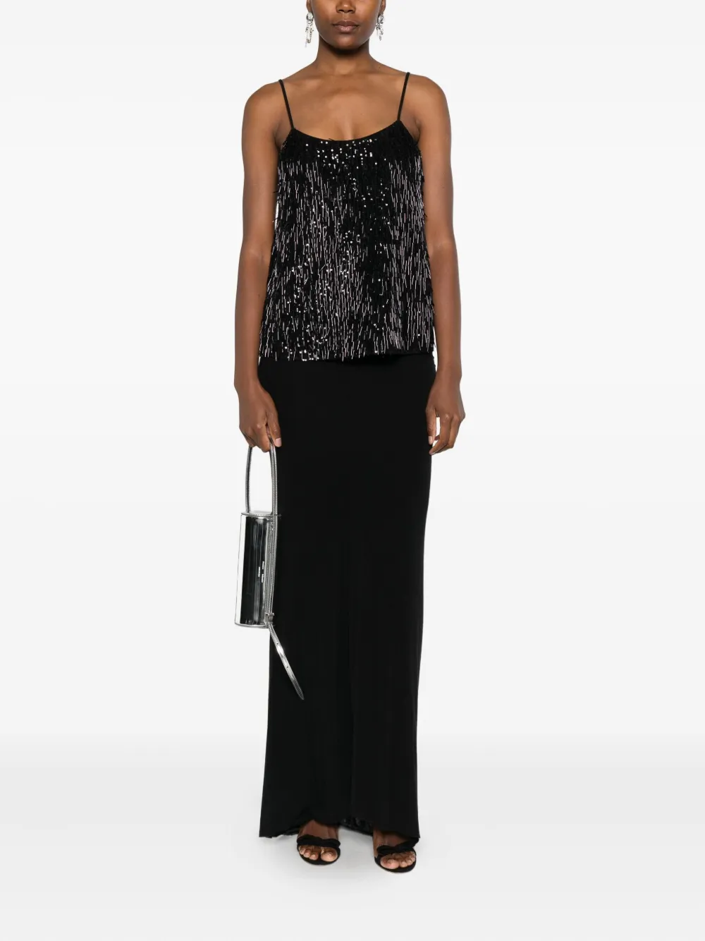 TWINSET sequin fringe top - Zwart