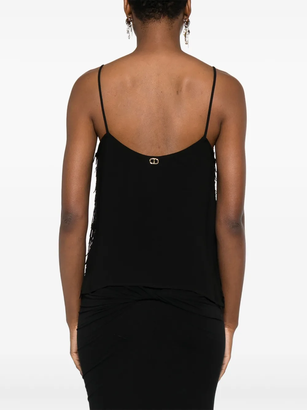 TWINSET Top met pailletten en franje Zwart