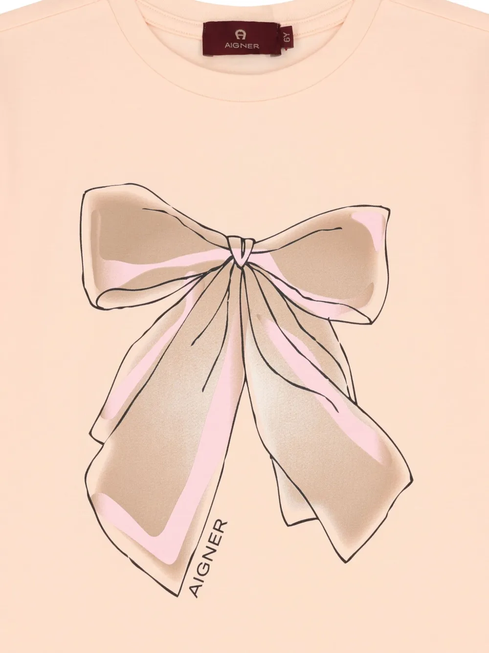 Aigner Kids bow-print T-shirt Roze
