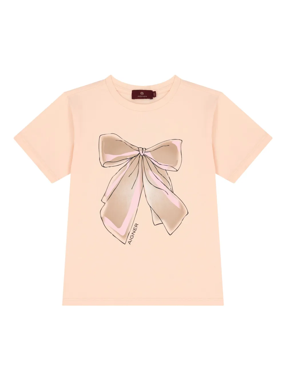 Aigner Kids bow-print T-shirt Roze