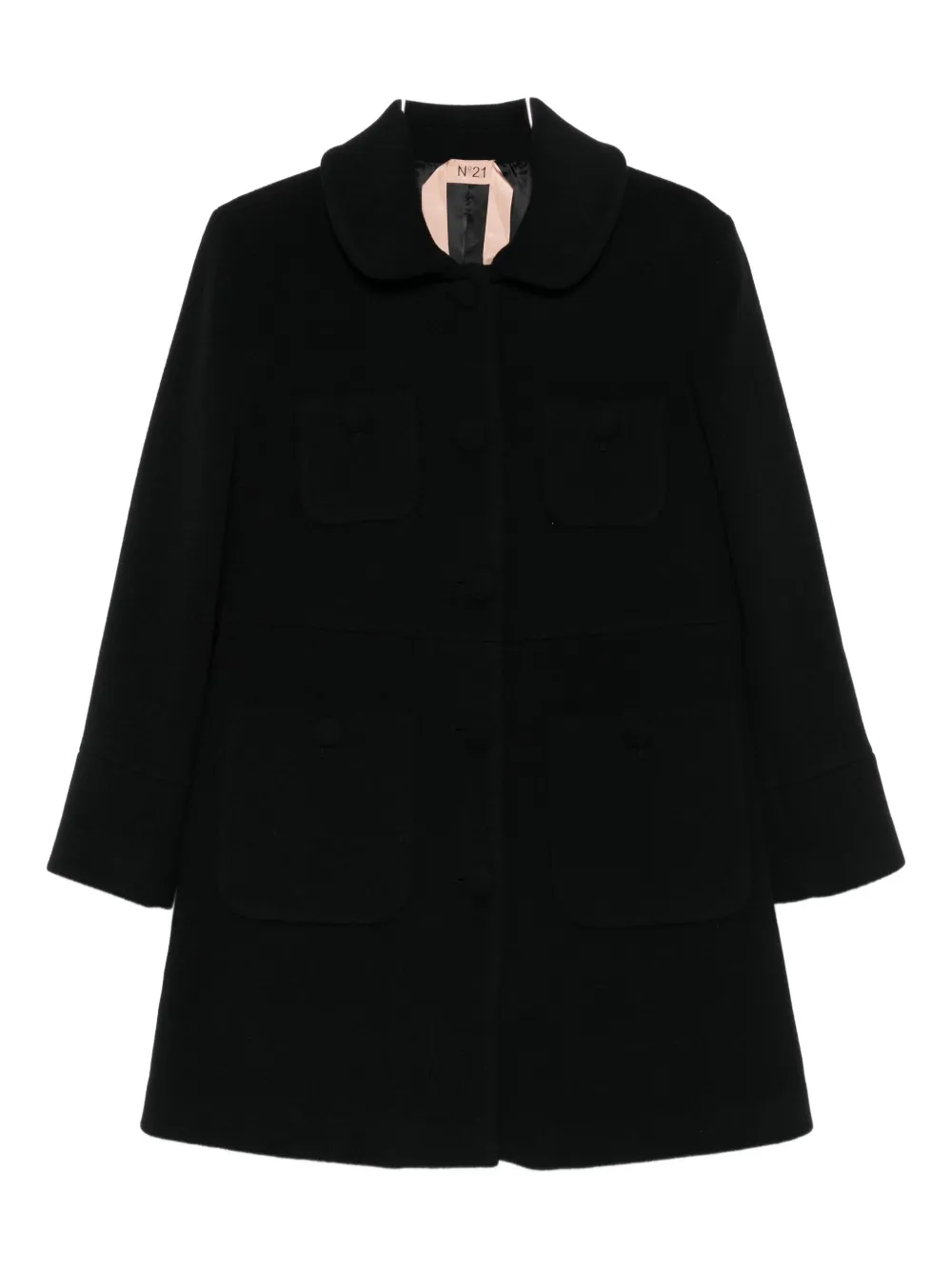 N°21 Peter-pan Collar Patch-pocket Coat In Black
