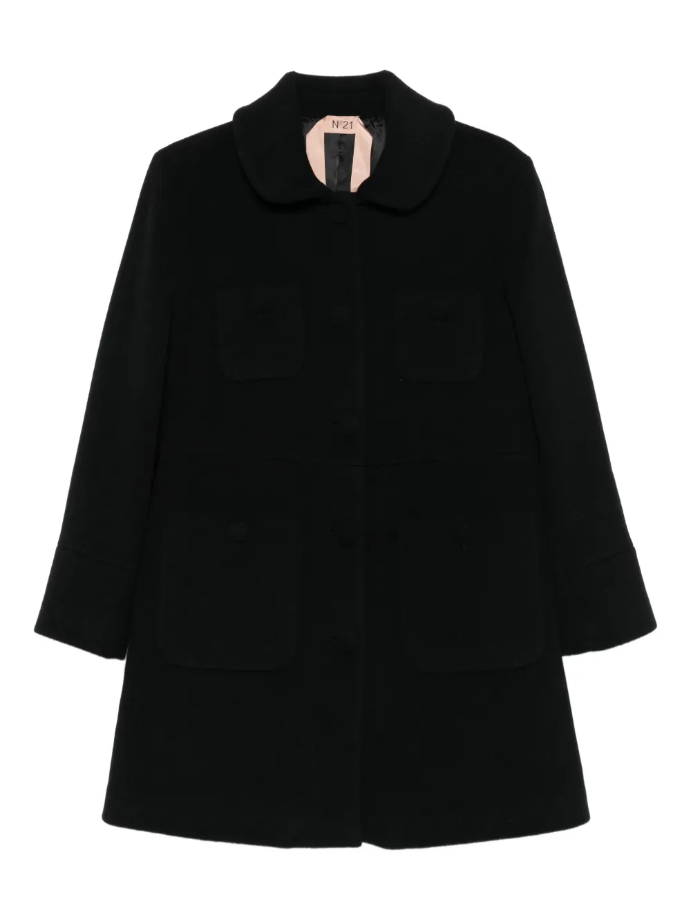 Nº21 peter-pan collar patch-pocket coat | Black | Image 1
