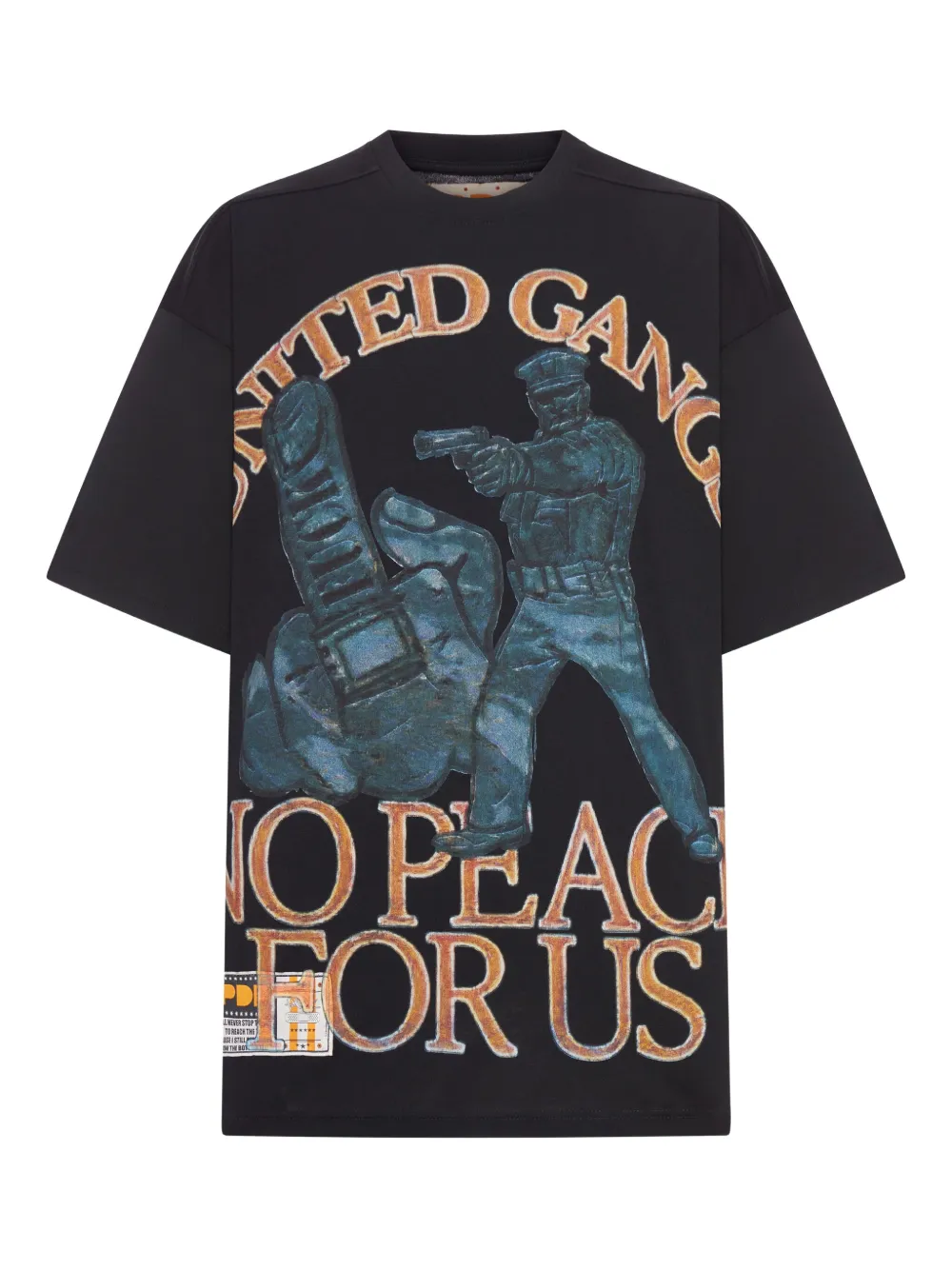 PDF CHANNEL Gangs skull graphic T-shirt Zwart