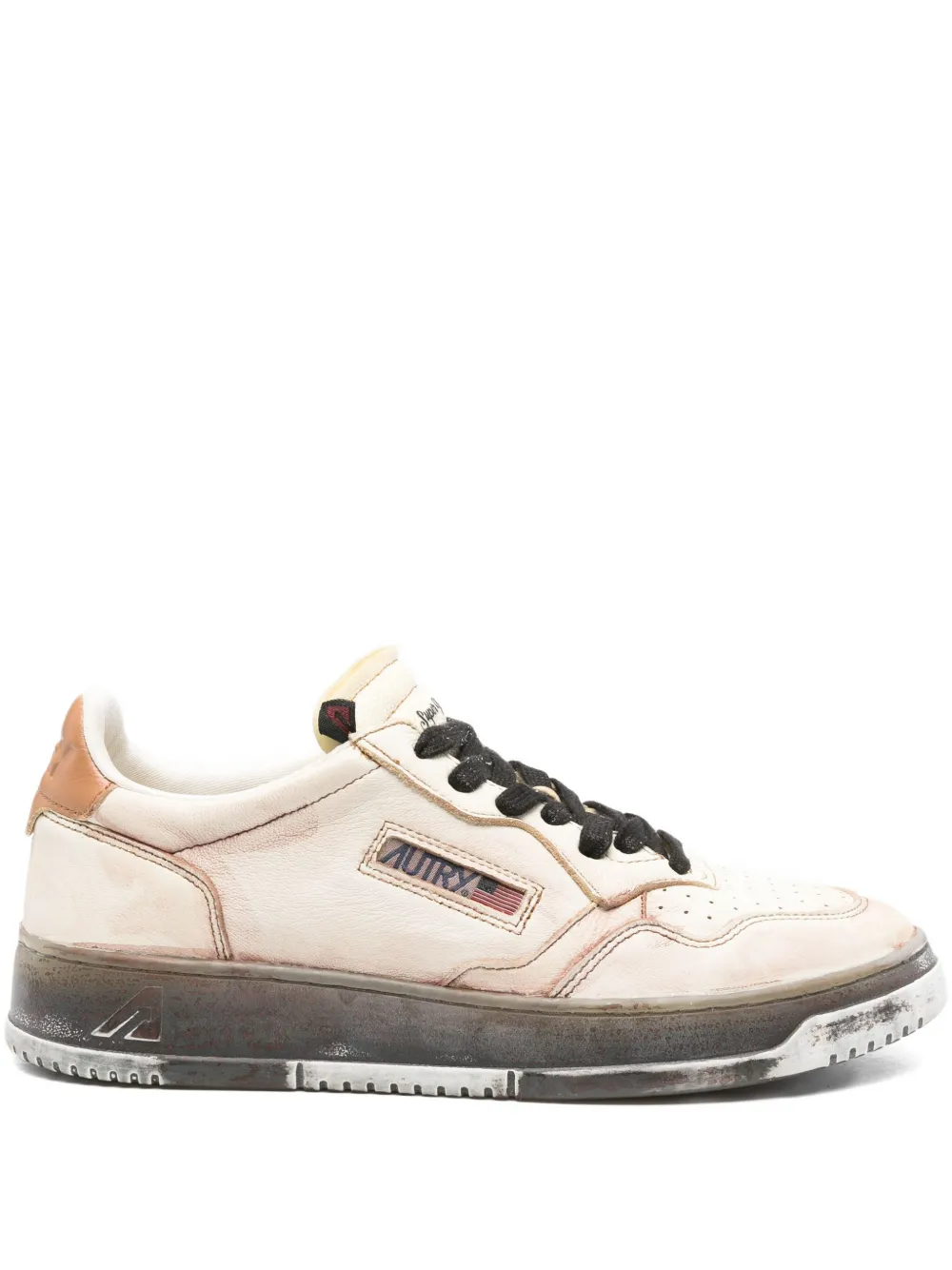 Autry Medalist distressed leather sneakers Neutrals